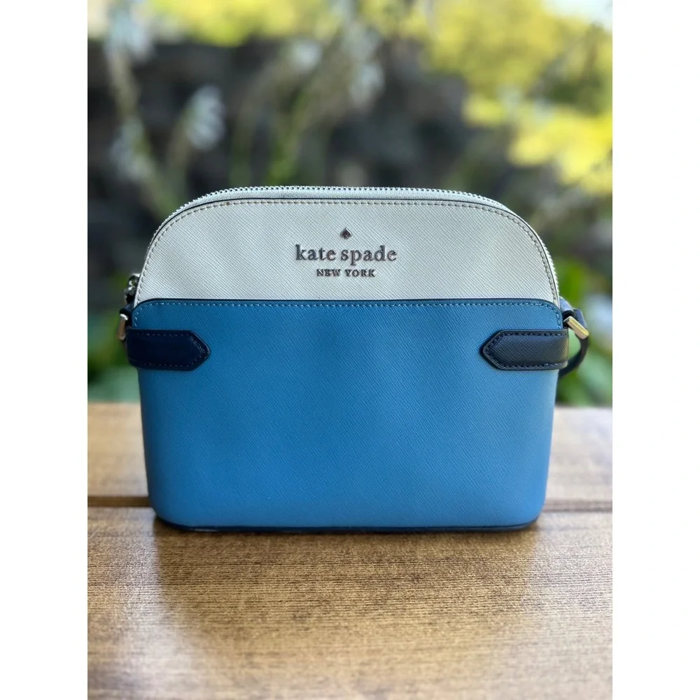 Kate Spade Staci Niagara Blue Colorblock Crossbody Bag Wallet Set EUC Designer